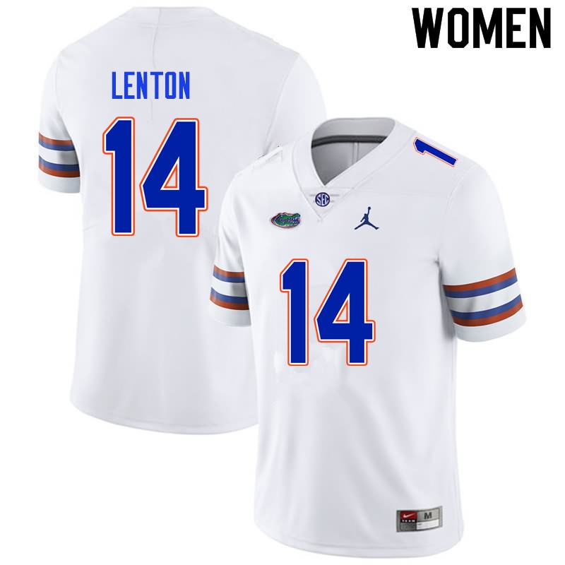 Women's NCAA Florida Gators Quincy Lenton #14 Stitched Authentic Nike White College Football Jersey WTO4065HR